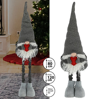 Wichtel "Udo" grau mit Teleskopbeinen max. H:80/120cm Wichtelmännchen Weihnachtswichtel Zwerg Adventsdeko Weihnachtsdeko
