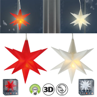 Leuchtstern 3D weiß / rot Ø11cm zum Aufhängen Timerfunktion Weihnachtsstern Weihnachtsbeleuchtung