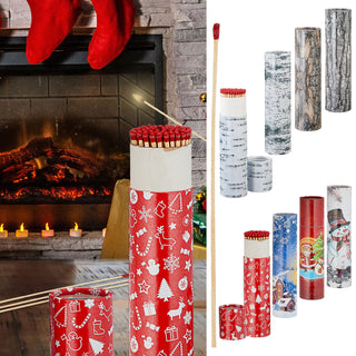 4x Kaminstreichhölzer L20cm 4 Packungs-Motive à 75 Stk. Zündhölzer Streichholzschachtel Weihnachtsdesign