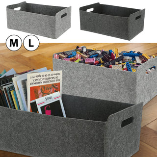2x Aufbewahrungsbox "M- oder L-Box"  Filz faltbar hellgrau dunkelgrau Box Filxbox Korb Ordnungskorb