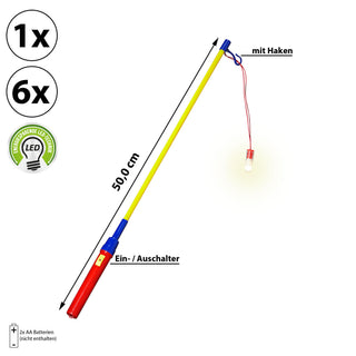 1/6x LED Laternenstab 50cm Laterne Laternenumzug Martinsumzug batteriebetrieben Laternenhalter