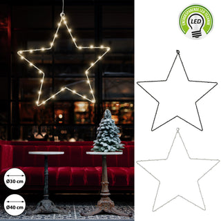 LED Stern weiß/schwarz 30/40 LEDs Outdoor Ø30/Ø40cm Batteriebetrieben zum Aufhängen Weihnachtsstern Leuchtstern Gartendekoration
