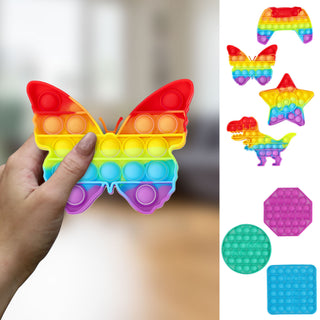 3/4x Bubble-Toy Rainbow / Form farbig Silikon Puzzle Spielzeug sensorisch Knalleffekt Bubbles