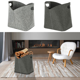 Filzkorb mit Henkel 36x36x34cm hell-/dunkelgrau Ordnungsbox Korb Filzkorb Aufbewahrung Henkelkorb