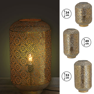 Bodenlampe Mandala H:34/45/53cm Eisen Lampe Leuchte orientalisch gold/weiß Stehlampe