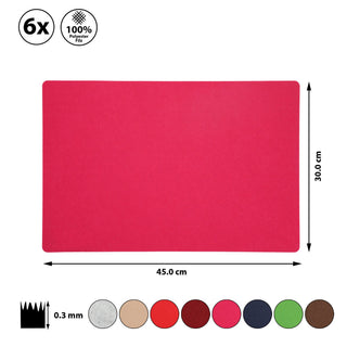 6x Tischset Filz "De Luxe" 45x30cm Tischdekoration Platzdecken Filzuntersetzer Platzset runde Ecken
