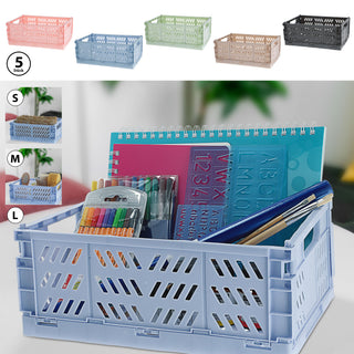 5x Klappboxen Gr: S/M/L Boxen Kiste Trageboxen Klappkiste beige grau blau rosa grün