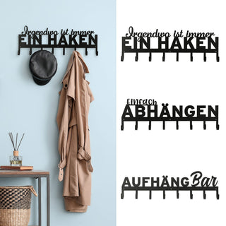 Garderobenleiste "Aufhängbar" Eisen 70x5x21cm Spruch 8 Haken Wandgarderobe Kleiderhaken Hakenleiste Garderobenleiste