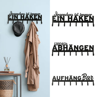 Garderobenleiste "Aufhängbar" Eisen 70x5x21cm Spruch 8 Haken Wandgarderobe Kleiderhaken Hakenleiste Garderobenleiste