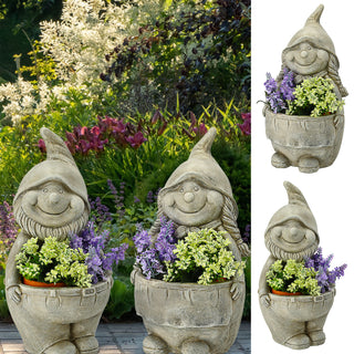 Pflanztopf Gartenzwerg Frau/Mann H36cm Blumentopf Übertopf Zwerg Topf Steintopf Dekotopf