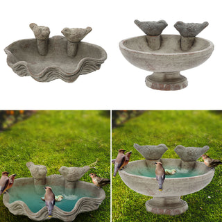 Vogeltränke mit zwei Vögeln Zement B:25/31cm Vogeltränke Wasserbecken Vogelbad Vogelbecken Gartendekoration