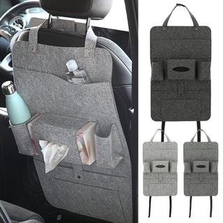 Auto Organizer Filz 41x65cm hell-/grau/anthrazit Klettverschluss Spannriemen Taschen Rücksitztasche Multitasche Multipocket