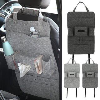 Auto Organizer Filz 41x65cm hell-/grau/anthrazit Klettverschluss Spannriemen Taschen Rücksitztasche Multitasche Multipocket