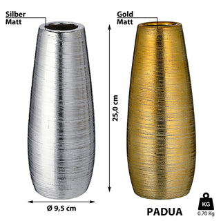 Vase gold/silber matt verschiedene Designs / Größen Steinzeug Blumenvase Tischvase Dekovase Steingut-Vase
