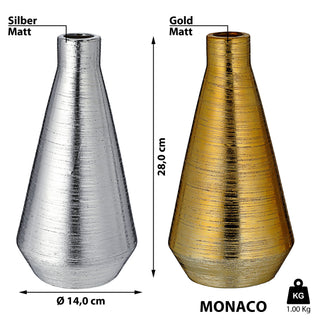 Vase gold/silber matt verschiedene Designs / Größen Steinzeug Blumenvase Tischvase Dekovase Steingut-Vase