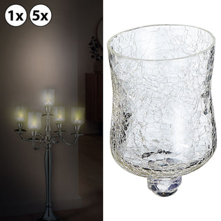 1/5x Glasaufsatz für Kerzenleuchter 7x10cm Glasgefäß Crackle Design Windlichtaufsatz Teelichthalter