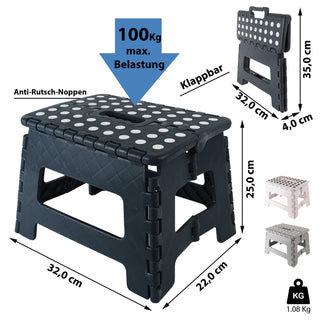 Klapphocker Haushaltshocker weiß 32x25x22cm Schemel Hocker Klapphocker Tritthocker Campinghocker