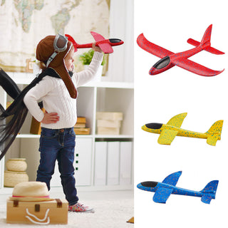 Wurfgleiter Segelflugzeug Bastelset 3tlg gelb/rot/blau 48cm Gleiter Spielzeug Segler Kinderspielzeug Outdoor