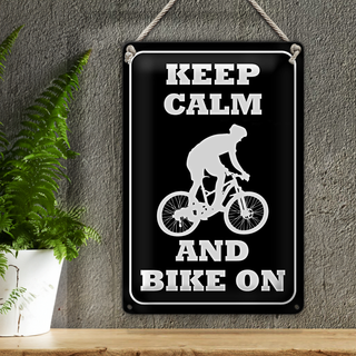Blechschild Spruch 20x30cm Keep Calm and Bike on