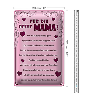 Blechschild Spruch 20x30cm Für die beste Mama