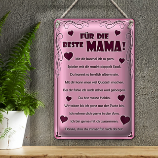 Blechschild Spruch 20x30cm Für die beste Mama