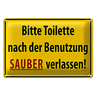 Blechschild WC 30x20cm Toilette nach Benutzung sauber