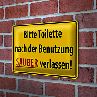 Blechschild WC 30x20cm Toilette nach Benutzung sauber