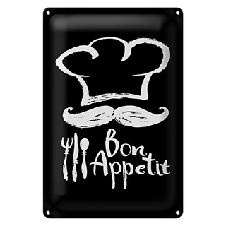 Blechschild Essen 20x30cm Bon Appetit Restaurant s/w