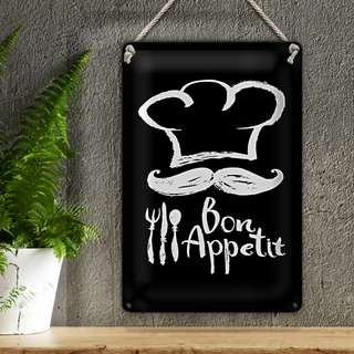 Blechschild Essen 20x30cm Bon Appetit Restaurant s/w