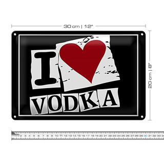 Blechschild 30x20cm I love Vodka
