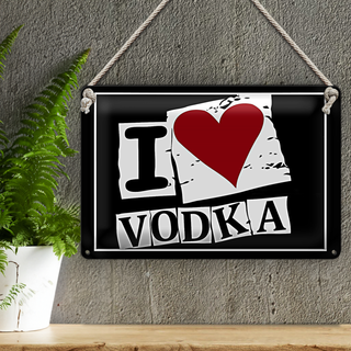 Blechschild 30x20cm I love Vodka