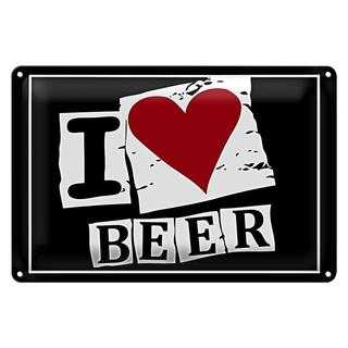 Blechschild 30x20cm Bier I Love Beer