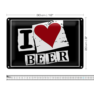 Blechschild 30x20cm Bier I Love Beer