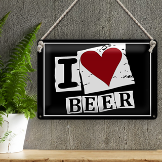 Blechschild 30x20cm Bier I Love Beer