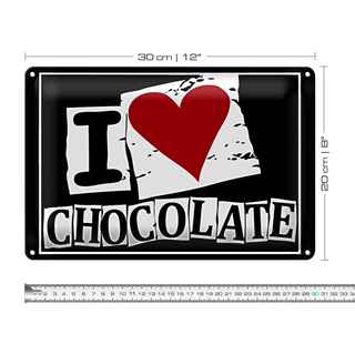 Blechschild Schokolade 30x20cm I Love Chocolate