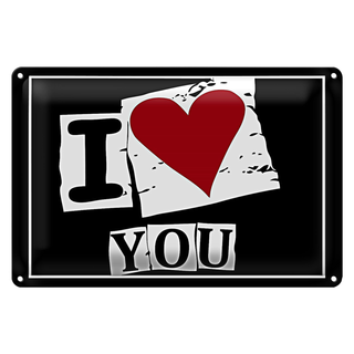 Blechschild Spruch 30x20cm I Love You Herz