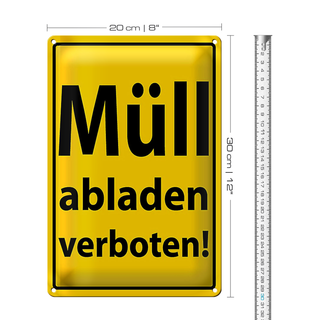 Blechschild Hinweis 20x30cm Müll abladen verboten