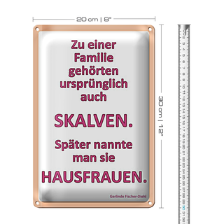 Blechschild Spruch 20x30cm Zu einer Familie gehörten