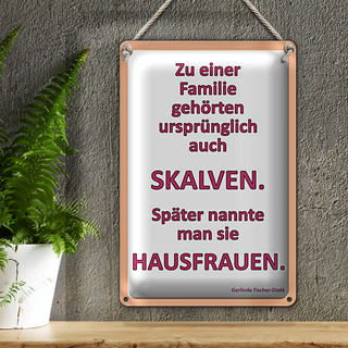Blechschild Spruch 20x30cm Zu einer Familie gehörten