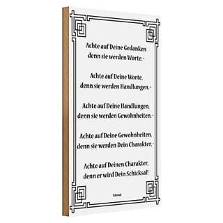 Holzschild Spruch 20x30cm Achte auf deine Gedanken