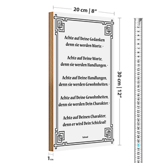 Holzschild Spruch 20x30cm Achte auf deine Gedanken