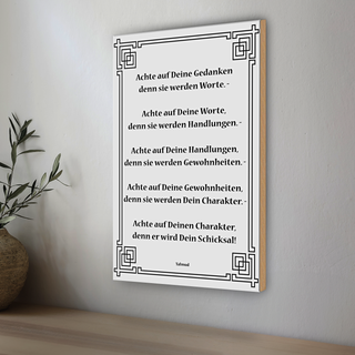 Holzschild Spruch 20x30cm Achte auf deine Gedanken