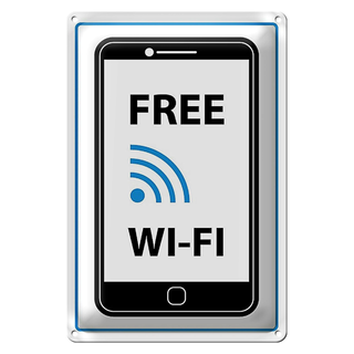 Blechschild Hinweis 20x30cm Free WI-FI (Handy)
