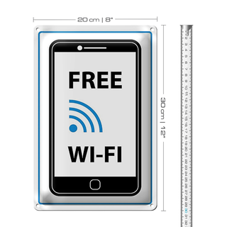 Blechschild Hinweis 20x30cm Free WI-FI (Handy)