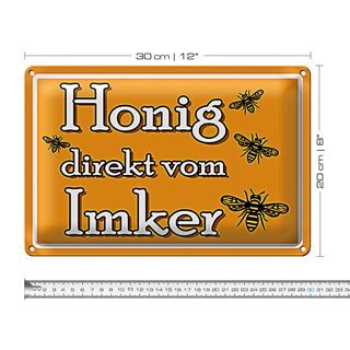 Blechschild Spruch 30x20cm Honig direkt vom Imker