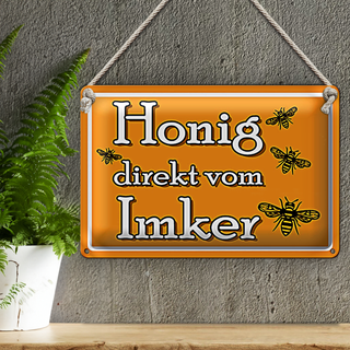 Blechschild Spruch 30x20cm Honig direkt vom Imker