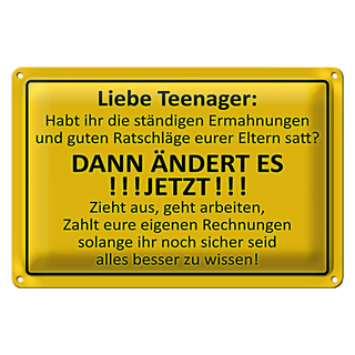 Blechschild Spruch 30x20cm Liebe Teenager - ÄNDERT ES