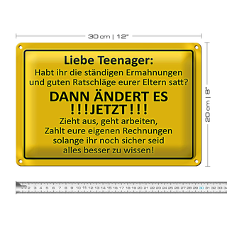 Blechschild Spruch 30x20cm Liebe Teenager - ÄNDERT ES