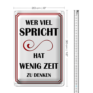 Blechschild Spruch 20x30cm Wer viel spricht hat wenig