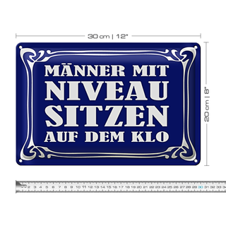 Blechschild Spruch 30x20cm Männer Niveau sitzen auf Klo
